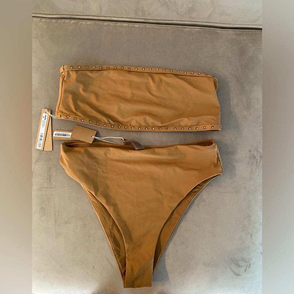 SKIMS swimsuit bikini bandeau top hight waist bottoms size M new with tags